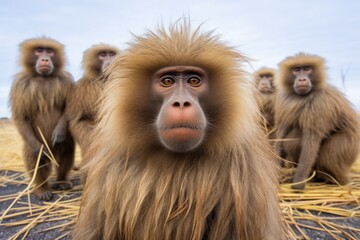 baboons alert to a potential predator