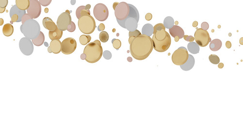Gilded Celebration: Magnificent 3D Illustration of a Grand gold Confetti Event