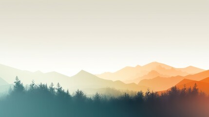 Fototapeta premium Abstract Mountain Landscape with Fog and Forest
