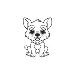 dog line art logo icon design template