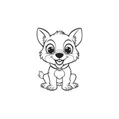 dog line art logo icon design template