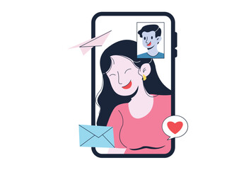 Dating App Concept Illustration. Couple doing Video Call Illustration