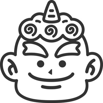 recommend clip art: 一本角の鬼のアイコン（線画）のイラスト