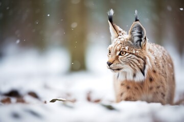 lynx with snow-dusted fur