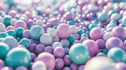  a bunch of balloons that are purple, blue, and white with some pink and white balls in the middle of them.