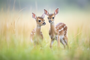 Obraz premium young springbok fawns playing in savanna field