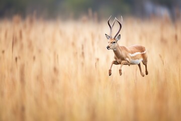 antelope leaping through dense grass patches
