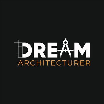 Dream architecture logo creative concept for construction building. Modern architect logo. Architecture element compass and sketch concept.