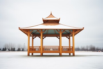 Fototapeta premium stark gazebo against a gray winter sky