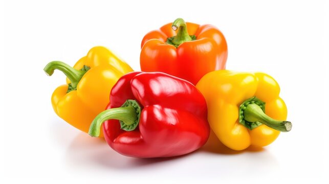 Radiant Bell peppers capture the vibrant colors and intricate textures of bell peppers isolated on a pristine white background