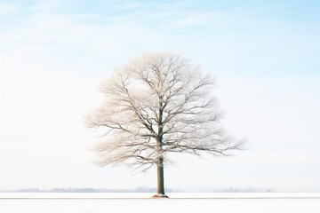 frost-coated tree against white sky