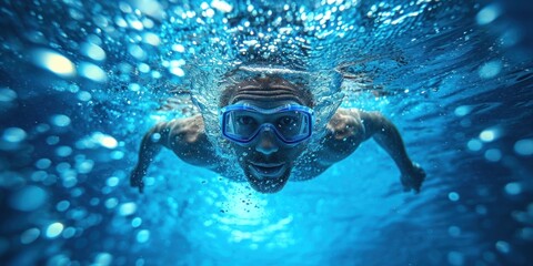 Sport swimmer fitness athlete training swimming in the pool at the sport stadium