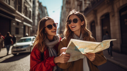 Obraz premium Exploring Smiles: Beautiful Women Unleashing Joy Across Europe, generative ai