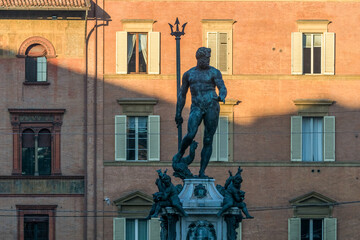 Neptune fountain statues in Bologna, Italy