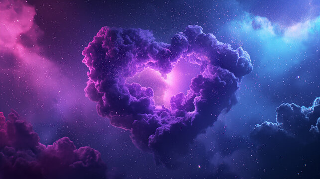 heart in the sky with glow background