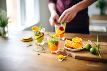 Fototapeta na wymiar citrus-themed summer cocktails being served