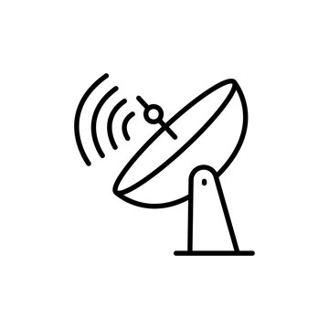 Wireless parabola outline icons, minimalist vector illustration ,simple transparent graphic element .Isolated on white background