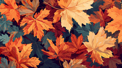 Naklejka na ściany i meble Autumn Leaves Pattern Design