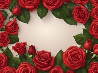 Obraz premium Photo beautiful red roses ornaments background with blank space.