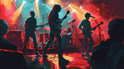 Illustration of energetic live band performance