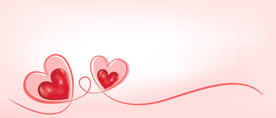 Valentine's Day, letter template. The heart and the wavy line. Vector illustration