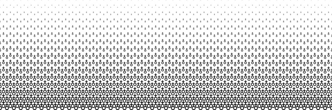 horizontal black halftone of female sign design for pattern and background.