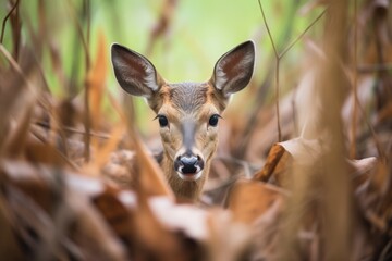 juvenile duiker hiding in underbrush
