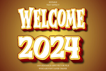 Welcome 2024 Editable Text Effect Emboss Gradient Style
