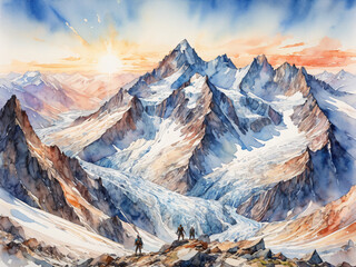 Obraz premium watercolor landscape, Generative AI