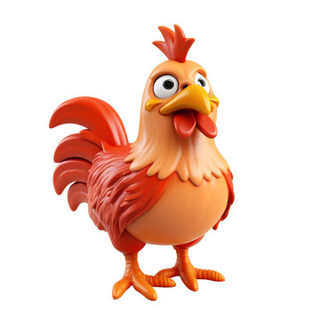 3d render cartoon style chicken - funny bird character