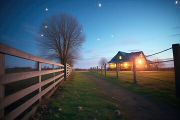 starlit path leading to farmhouse