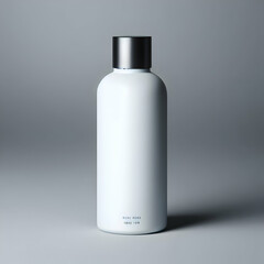 3D illustration Rendering Aluminium Bottle on White Background Black Grey White