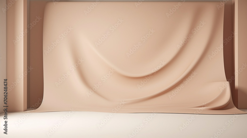 Poster empty stage light on beige background with generative ai.