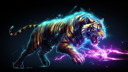 tiger on a black background