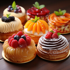 Beautiful franchise pastries and delights made organically and with fruits Generative AI
