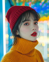 Colorful fashion portrait Generative AI