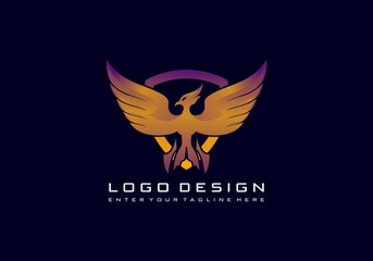 Fototapeta premium eagle owl illustration logo design