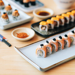 sushi rolls on a plate