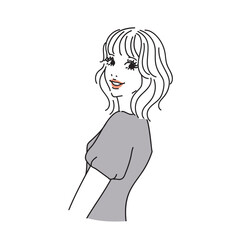 ミディアムレイヤーの可愛い女性上半身