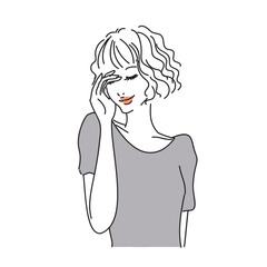 エアリーパーマのオシャレな女性上半身