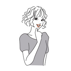 エアリーパーマのオシャレな女性上半身