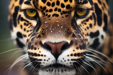 Foto op Plexiglas extreme close-up of a jaguars face focusing on its eyes © primopiano