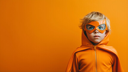 Imaginative Impression: Child in Halloween Superhero Costume, Generative AI