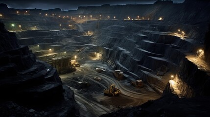 Aerial view of an expansive open pit, revealing the raw beauty of industrial excavation
