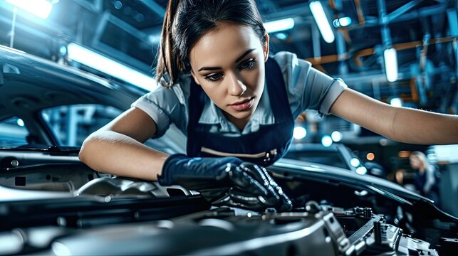 The automotive assembly line thrives with the expertise of women, their precision and dexterity evident in each carefully crafted car, embodying the power of female talent in manufacturing.