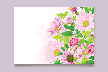 daisy watercolor background and wreath card design 