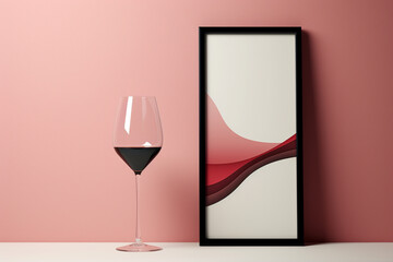 A sleek and modern illustration showcasing a minimalist wine glass with an artistic twist, capturing the refined elegance of wine appreciation against a calming.