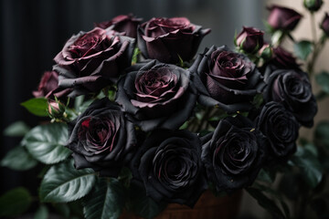 bouquet of black roses