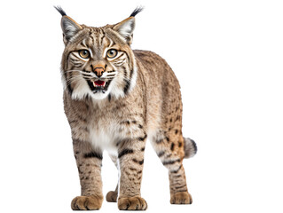a bobcat with its mouth open