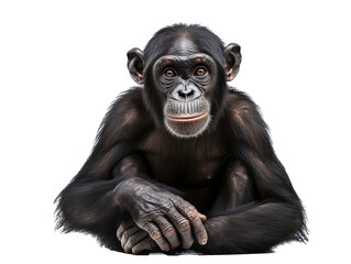 a chimpanzee sitting on the floor